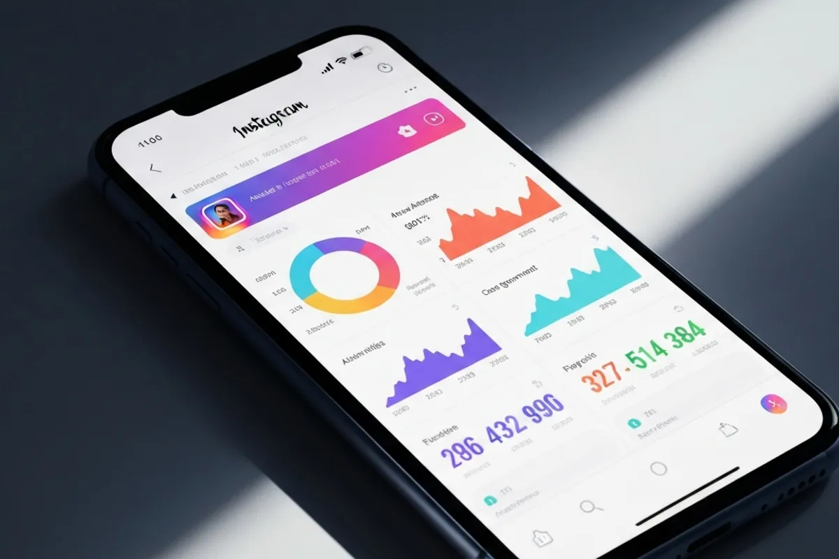 Instagram analytics on smartphone screen